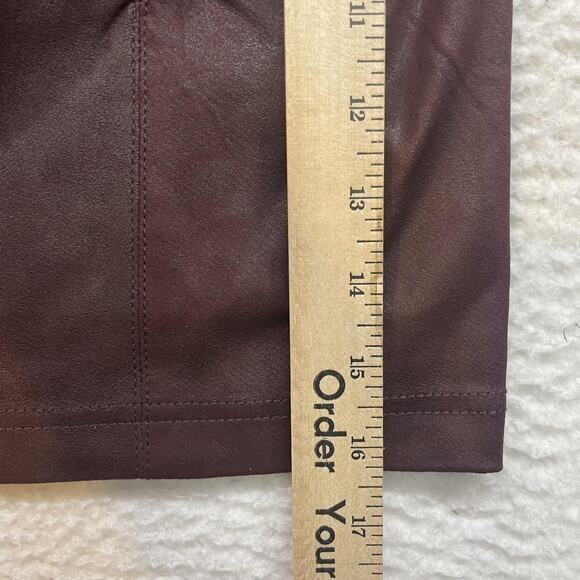 Free People Skirt Womens Small Red Rumi Ruched Faux Vegan Leather Mini Stretch - Picture 8 of 9